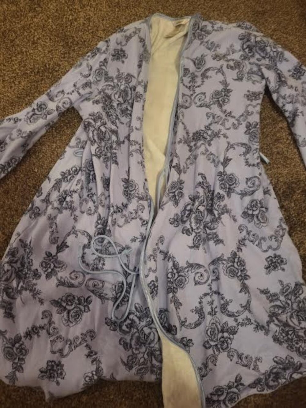 Womens Adonna Light Blue Floral Print Lounge Robe Size S
